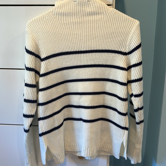 Lulus Confident Poise White Striped Mock Neck Pullover Sweater - Size M - Picture 8 of 8